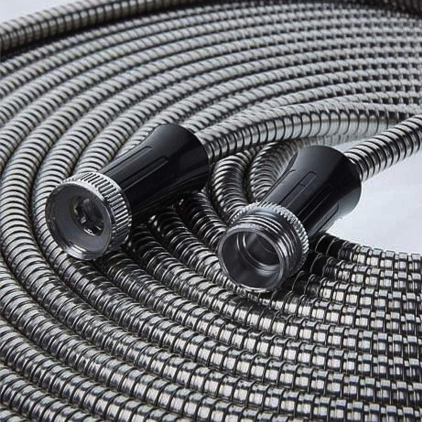 30 m trädgårdsslang, 304 metallvattenslang i rostfritt stål, 30 m flexibel slang, anti-snäll, ultralätt och hållbar, rivbeständig, lätt att linda upp, 500 PSI