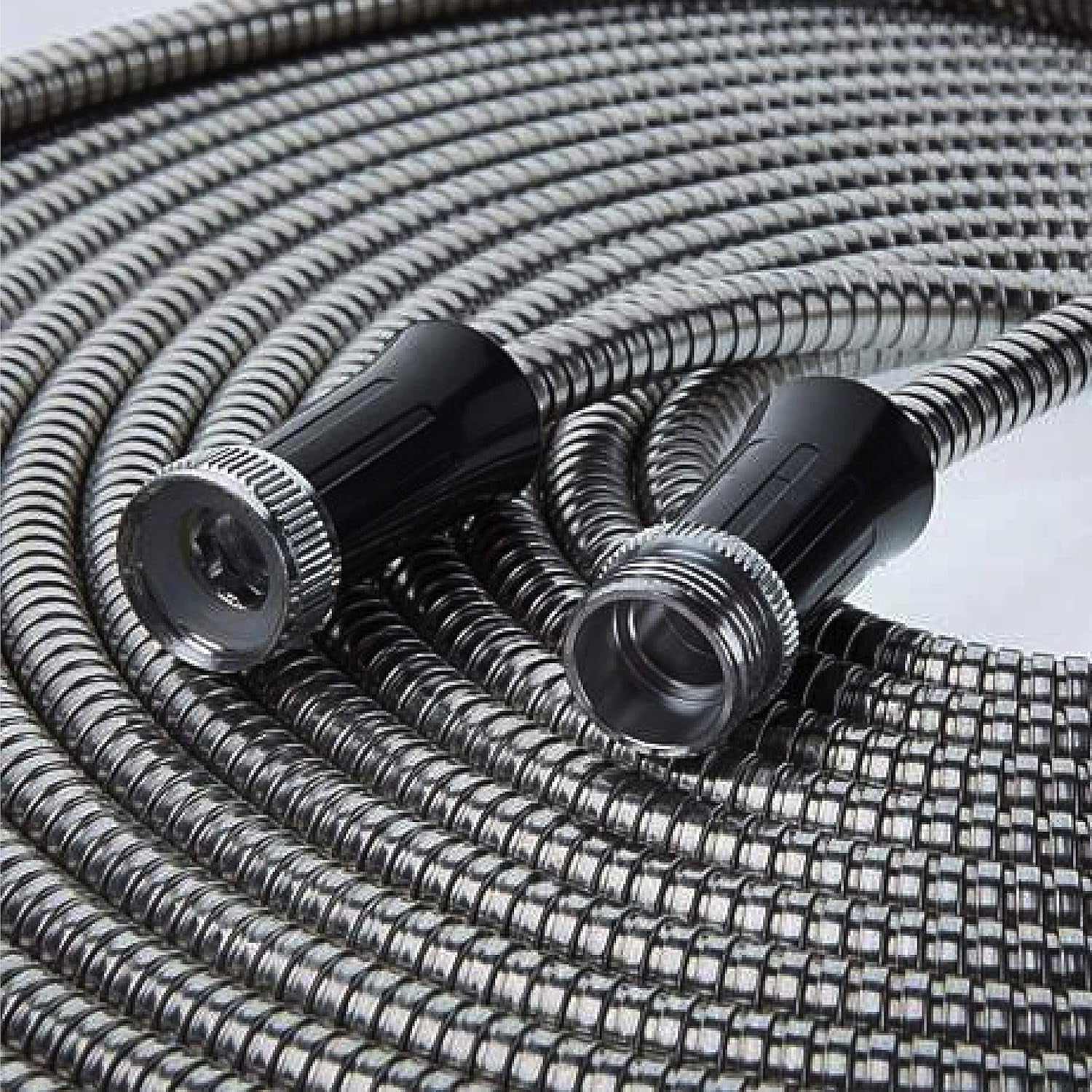 30 m trädgårdsslang, 304 metallvattenslang i rostfritt stål, 30 m flexibel slang, anti-snäll, ultralätt och hållbar, rivbeständig, lätt att linda upp, 500 PSI