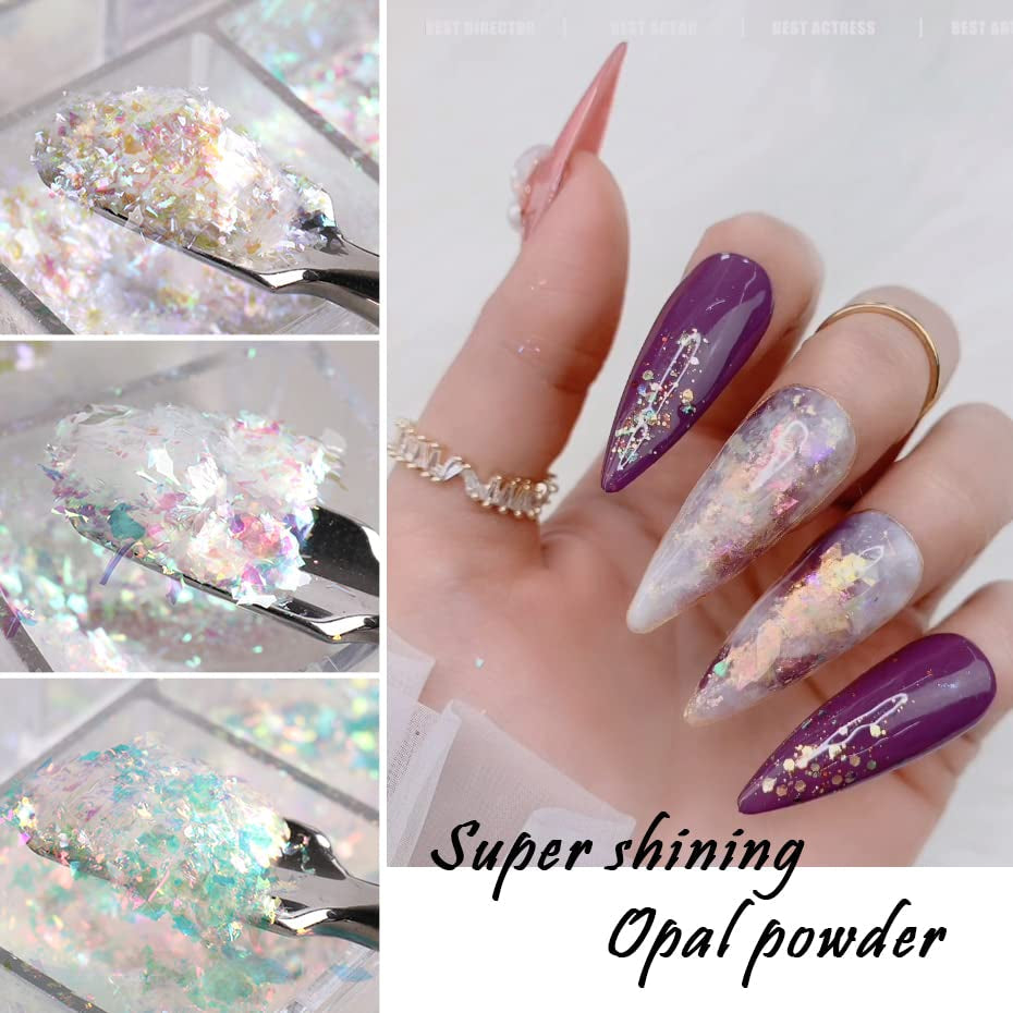 JMEOWIO Nagelglitter 12 rutnät Aurora Nail Art dekoration tillbehör nageldesign