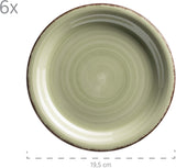 MÄSER 931490 Bel Tempo II frukostset för 6 i vintagelook, handmålad keramik, 18-delat servisset, grönt, stengods