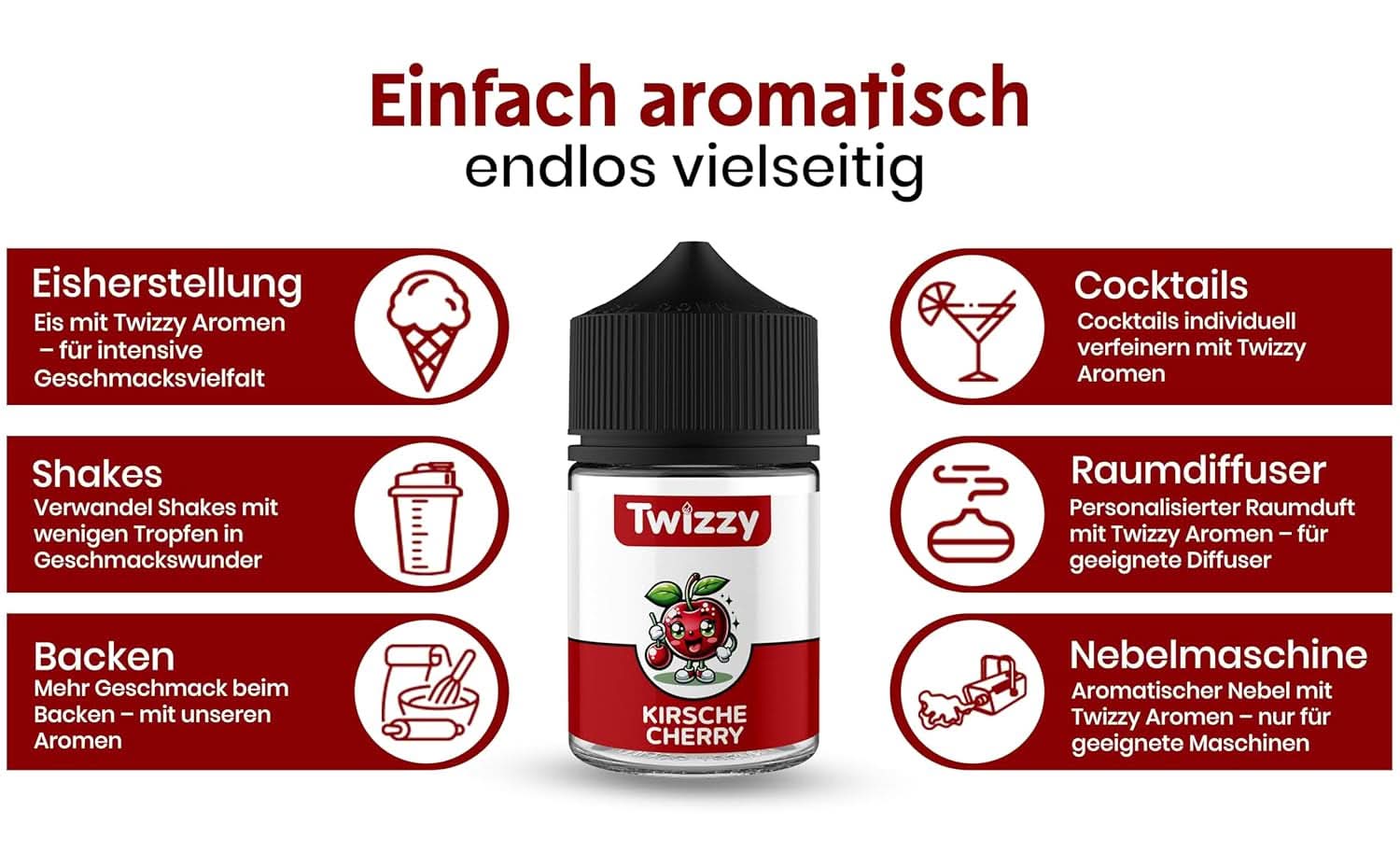 Twizzy Cherry matsmak - 60 ml - Intensiv smak - Idealisk för bakning Aromas Naty Shop