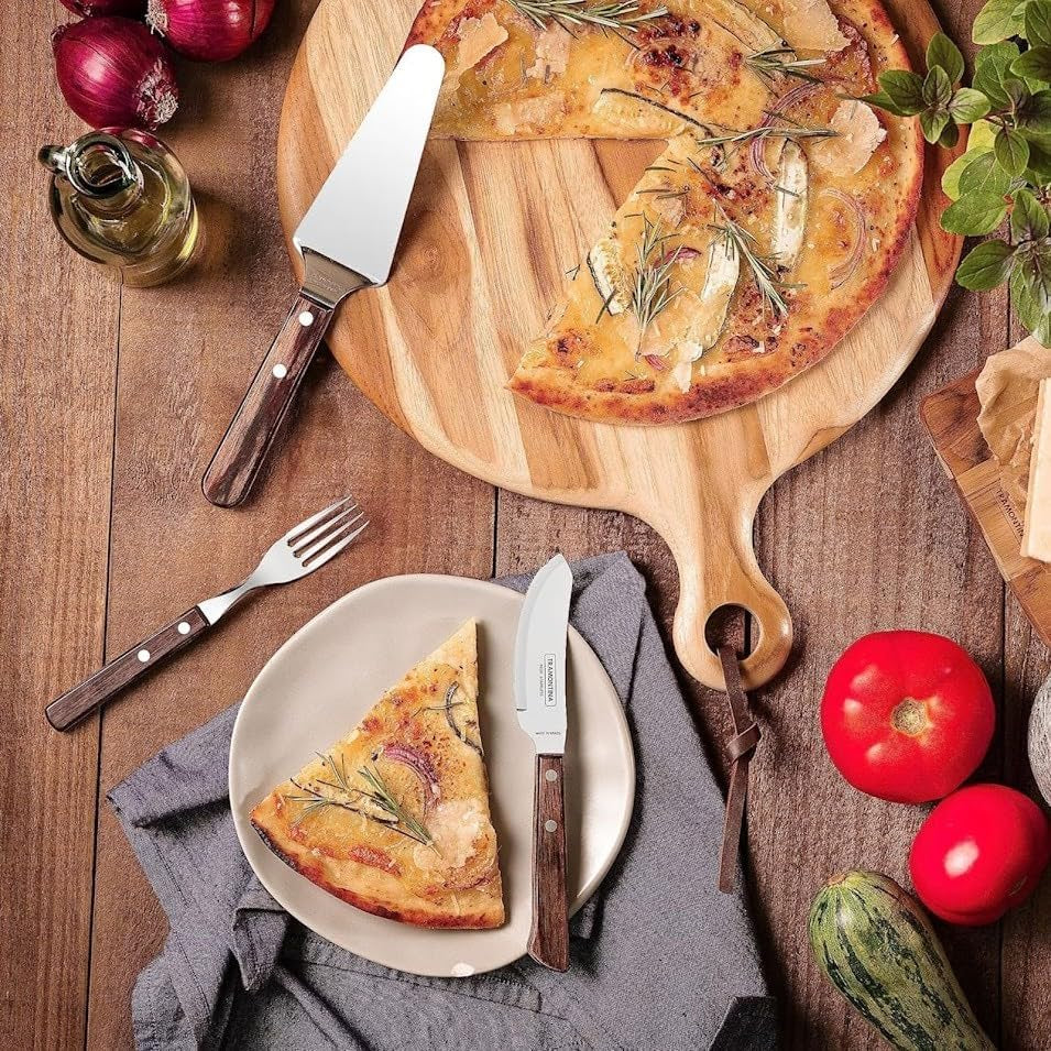 Tramontina PIZZA Bestck, 8-delad set, för 4 personer, Rostfreier Edelstahl, Fsc-Zertifizierte Holzgriffe, Spülmaschinenfest Kitchen Naty Shop