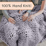 Chunky stickad filt, plagg, 100% handstickad med jumbo chenillegarn (127 X 152,4 Cm, lila grå) Sängar och filtar Adyrescia