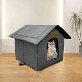 Katzenhaus Für Draußen Winterfest Wasserdicht Wetterfester Katzenhöhle Haustierhaus mit Plüschkissen Varm Hundehöhle Waschbar Hundehaus Tierheim Für Streuner Haustiere 35x30x35cm