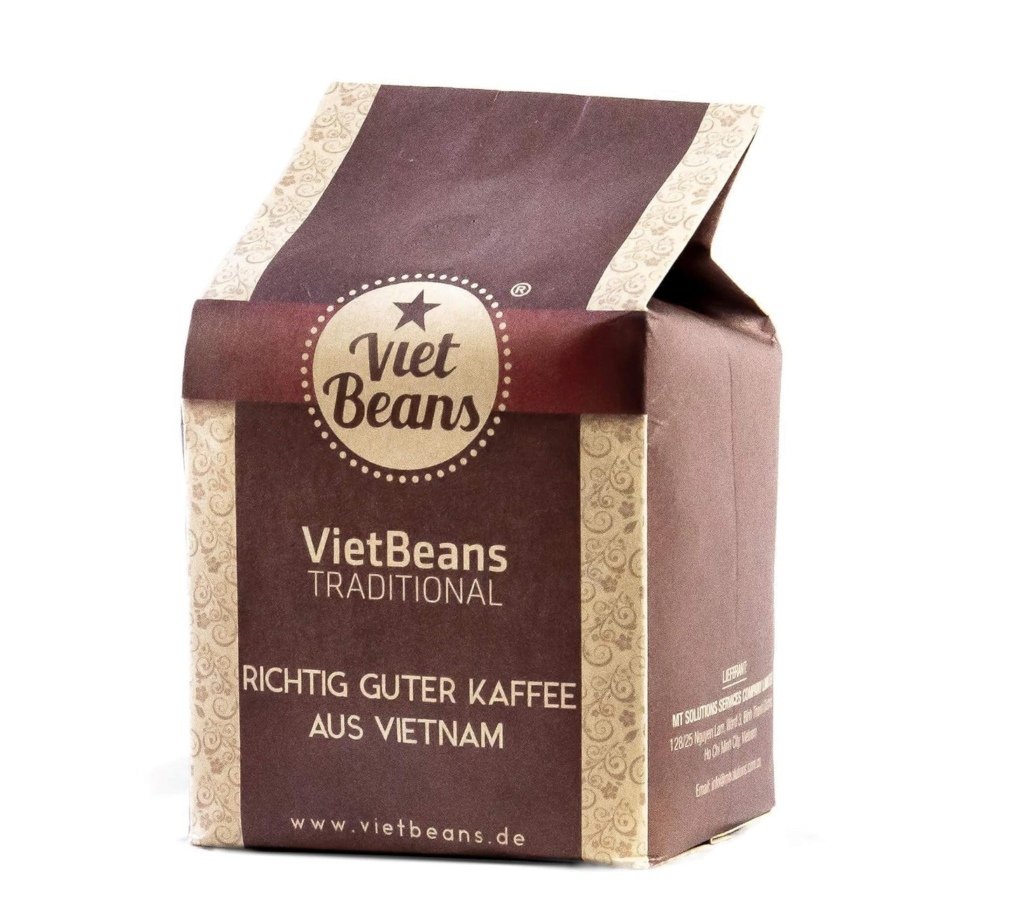 VietBeans Traditional – Ganze Kaffeebohnen – Traditionelle Trommelröstung – Hochwertiger vietnamesischer Kaffee – Geeignet für Fullyautomaten - 250g