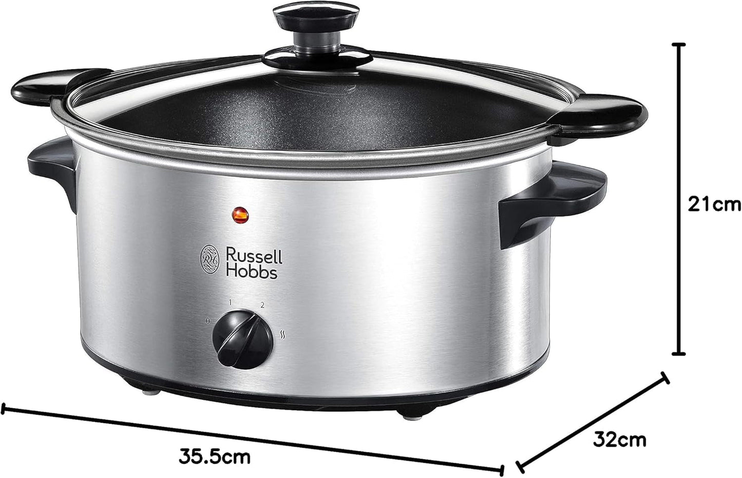 Russell Hobbs Slow Cooker, 3,5 liter non-stick, rostfritt stål, 3 temperaturinställningar och varmhållningsfunktion, 160W Slow Cooker Naty Shop