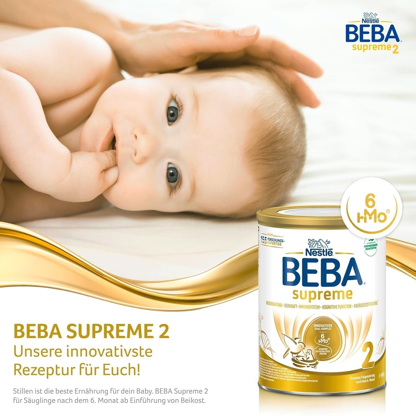 BEBA SUPREME 2 Tillskottsmjölk efter 6 månader, endast laktos, palmoljefri, förpackning om 6 (6 x 800 g) Naty Shop