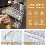 INMORVEN Nail Storage Box Set - 14 genomskinliga spiklådor + 1 stor ask och 60 självhäftande skivor - Idealisk för förvaring av lösnaglar, gelnageltillbehör och nagellack (14 stycken i ett lager)