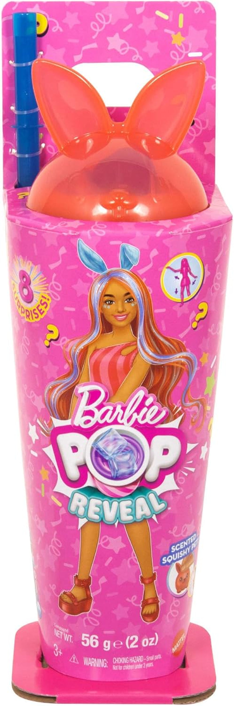 Barbie Pop Reveal Docka och tillbehör Set Shakes Series Söt doftande kattunge Modedocka och husdjur med 8 överraskningar inklusive färgbyte JCN87