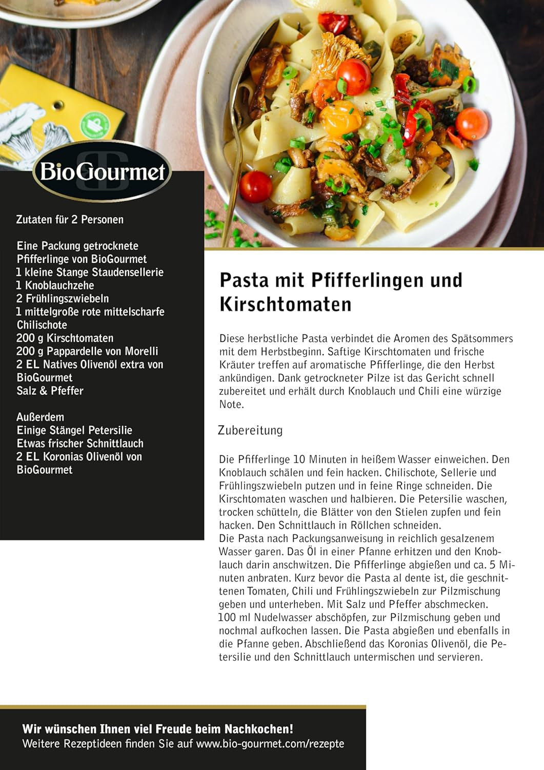 BioGourmet Pappardelle med vetegroddar - Ekologisk bred pasta för grytor och såser - med extra näringsämnen | 500 g ekologiskt och veganskt