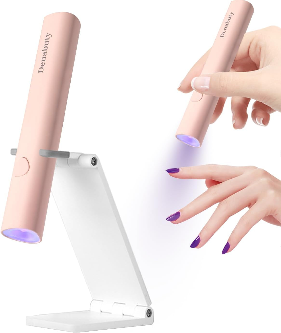 Denabuty UV-lampa för Gel Nagellack, Mini UV LED-lampa för Nagelbyte med stativ Tragbare Liten UV Nagellampa för Gel Nagellack, för Aushärten Von Nagelkleber & Nageltips Vit