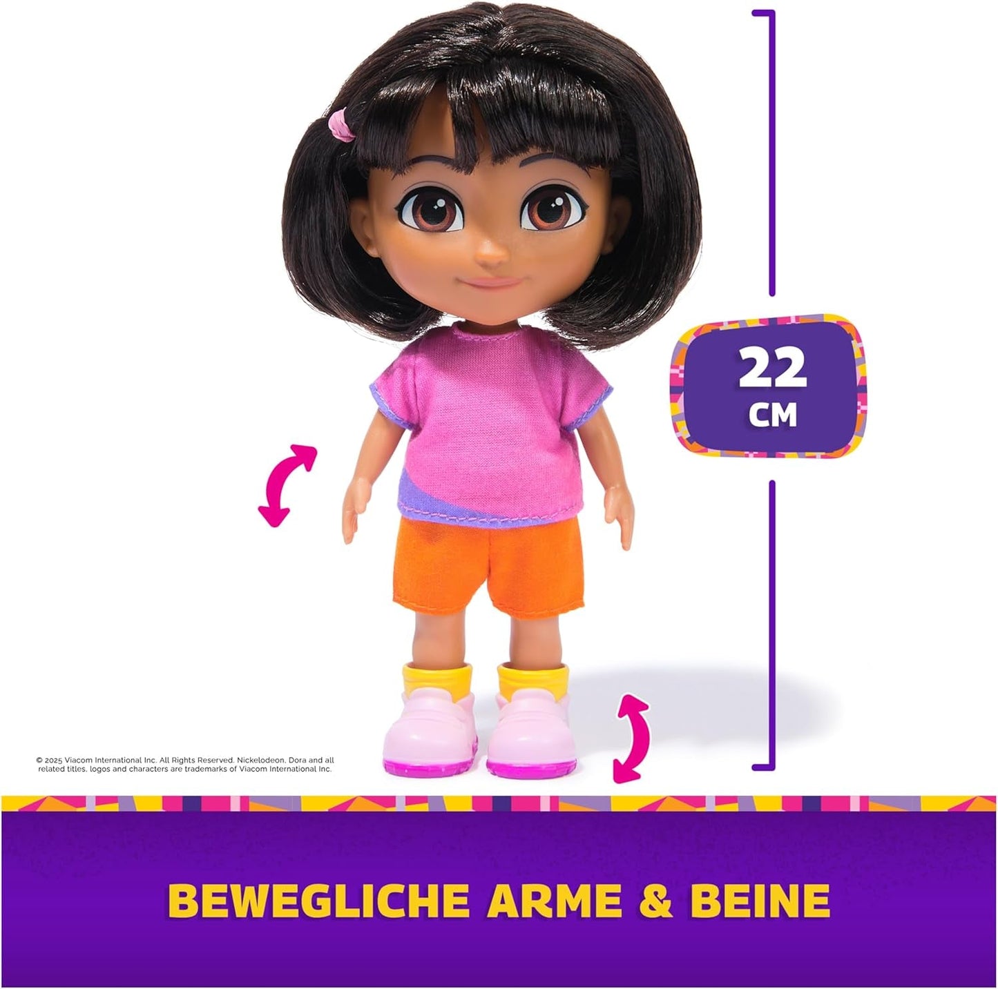 DORA - Best Friend Doll - Storlek 22cm, med kambart hår, väska och monkey boots, känd från den populära TV-serien, för barn från 3 år och uppåt