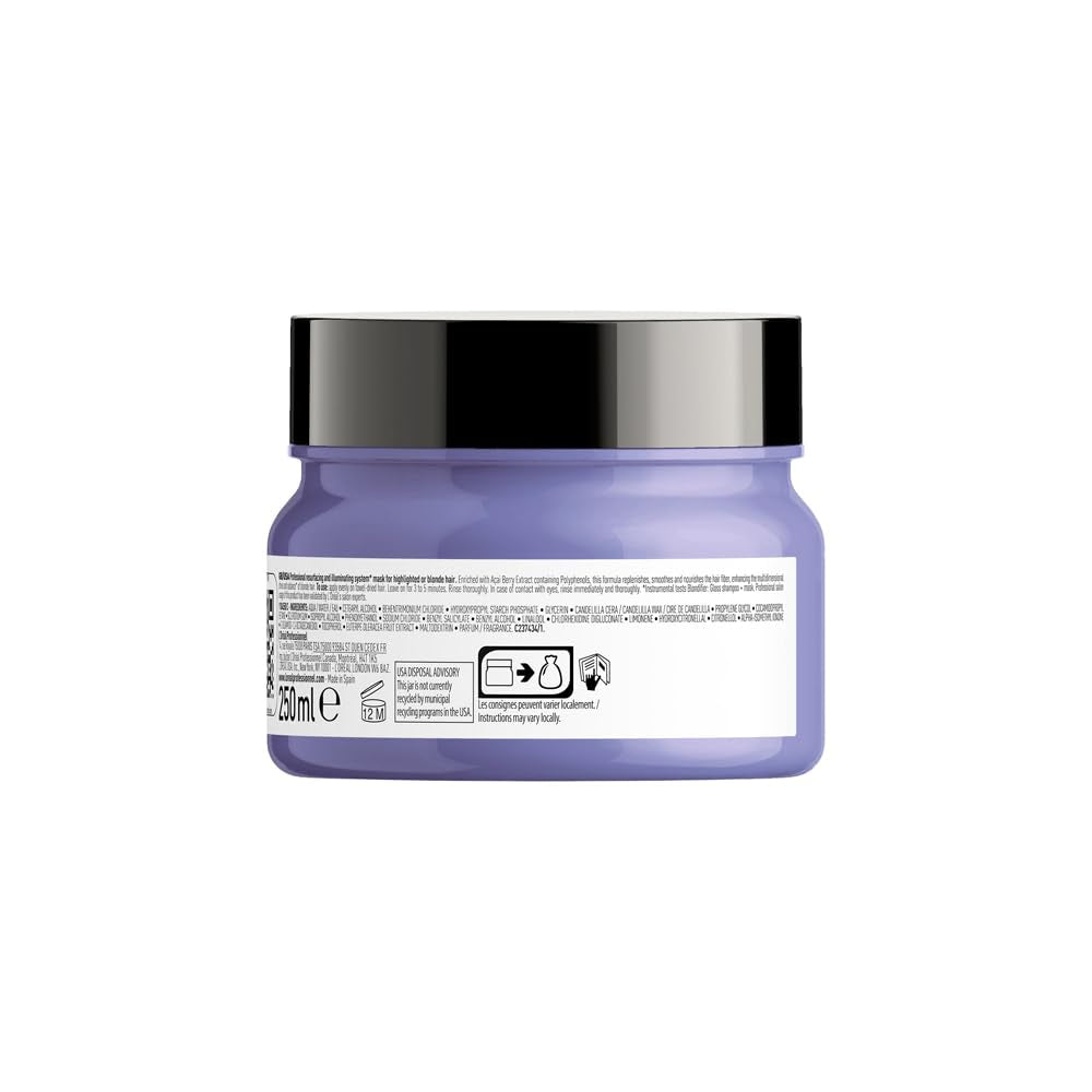 L'Oréal Professionnel | Närande mask för blont och blekt hår, Açai fruktextrakt, Serie Expert, blond mask Naty Shop hårmask