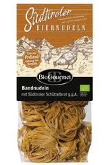 BioGourmet bandnudlar med Schüttelbrot från Sydtyrolen (SGB) | Salta och smaksatta äggnudlar med äkta prick från Sydtyrolen | 1 x 250g Bio