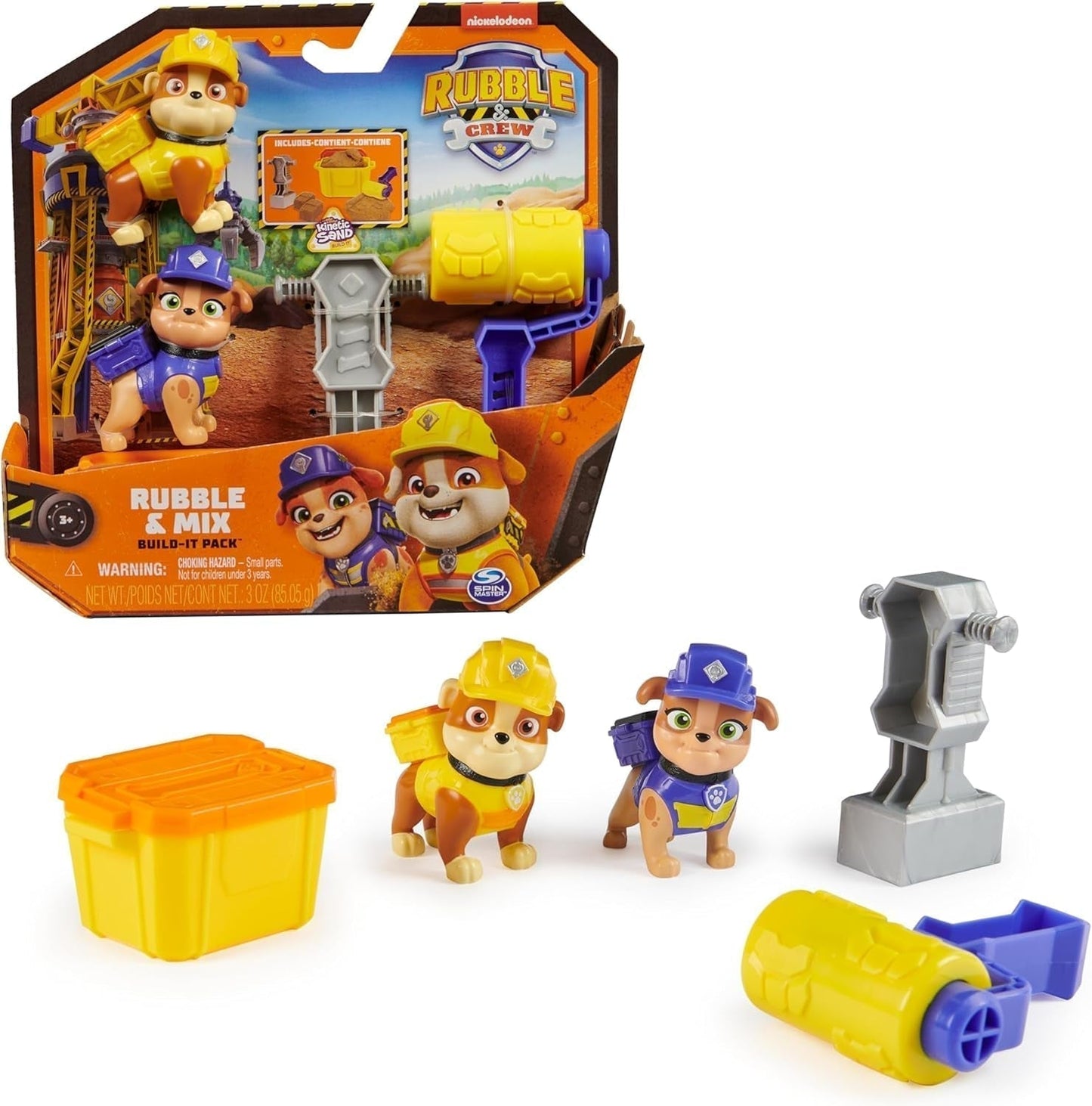 Rubble & Crew - Rubble & Mix Figur Action Figurer Set, 2 Byggleksaker och 85G Kinetic Byggsand, Leksak Lämplig för 3 år och uppåt Action Figurer Naty Shop Rubble Mix
