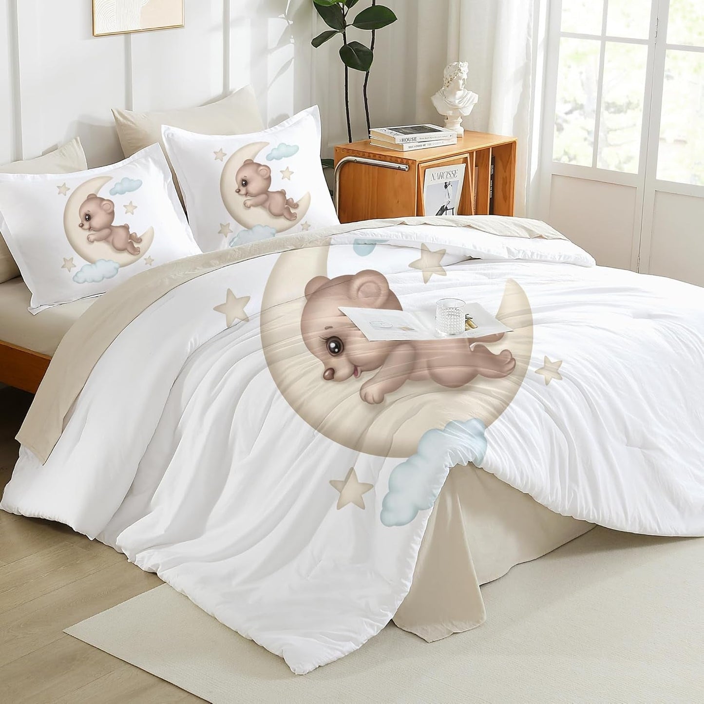 Sängkläder för barn, olika storlekar och olika animerade karaktärer Sängkläder - barn Naty Shop Teddy Bear 135X200Cm+80X80Cm