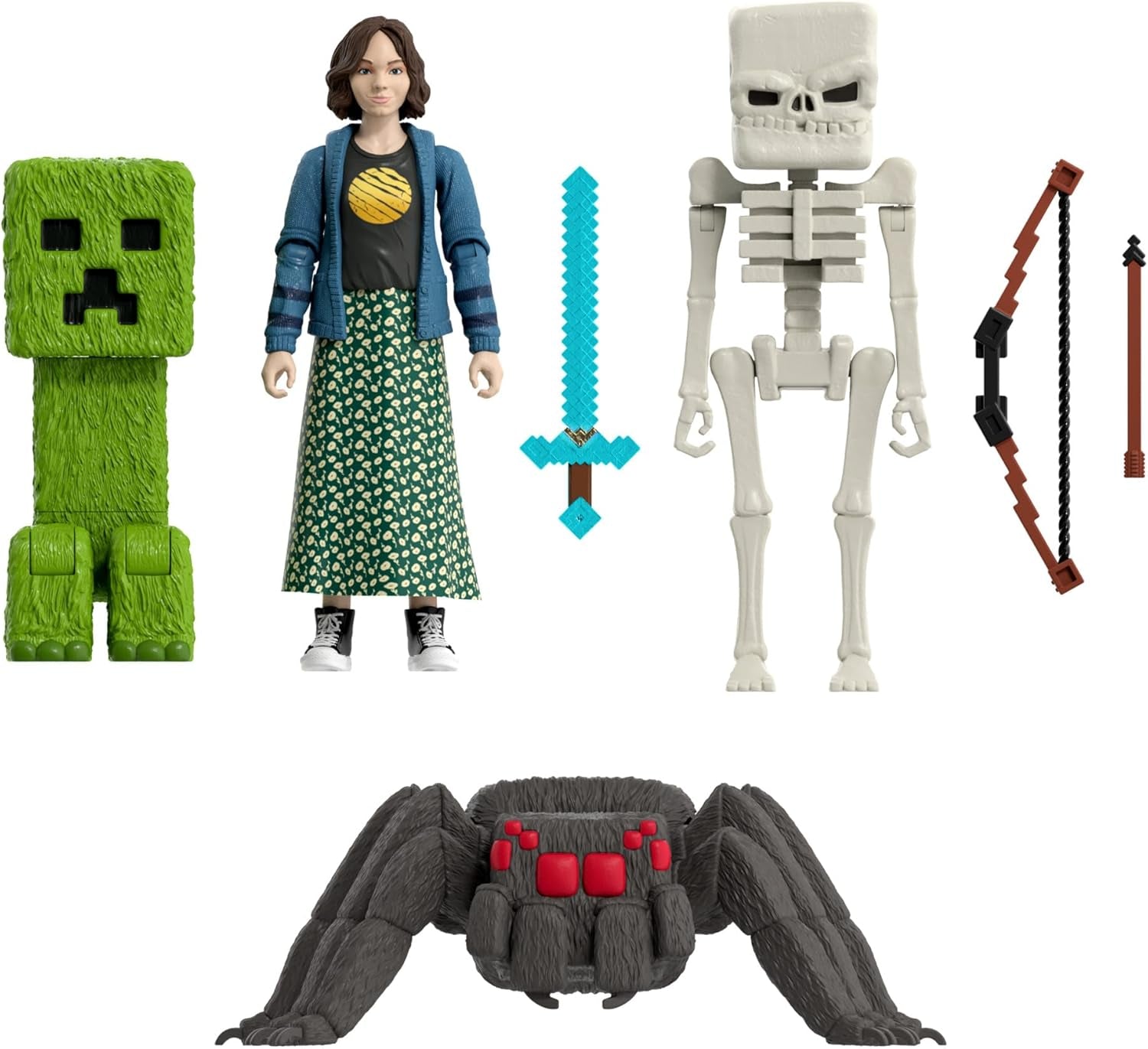 Mattel Minecraft Story Set med 4 Actionfigurer och 3 Accessories Encounters In The Overworld Set Minecraft Movie Inspired Collectible Toy JFR70 Action Figures Naty Shop