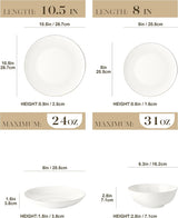 MALACASA 4-personers servisset Bone China 16-delat servisset runt vitt med guldkant Kombinationsset med 4 middagstallrikar 4 desserttallrikar 4 sumatallrikar och 4 spannmålsskålar NORI-serien