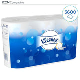 Kleenex standardrulle 8441 toalettpapper - 2-skikts toalettpapper - 6 paket med 6 rullar X 600 ark vardera, vit (36 rullar/21 600 ark totalt)