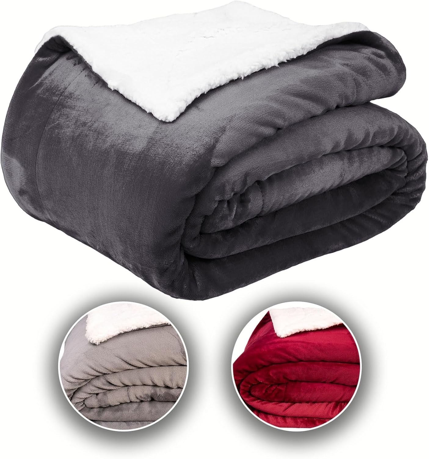 Komfortec bekväm filt 150X200 Cm, Oeko-Tex certifierad fluffig fleecefilt, varm sherpafilt till soffan, tjock filt till soffan, vinröda Sängar och filtar Besuche den Komfortec-Store Antracit 150 X 200 Cm