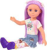 Glitter Girls - Luma - 36 cm ledad docka - Unikt lila hår och lila ögon - Hårförlängningar, rosett, clips och färgglad outfit - 3 år +