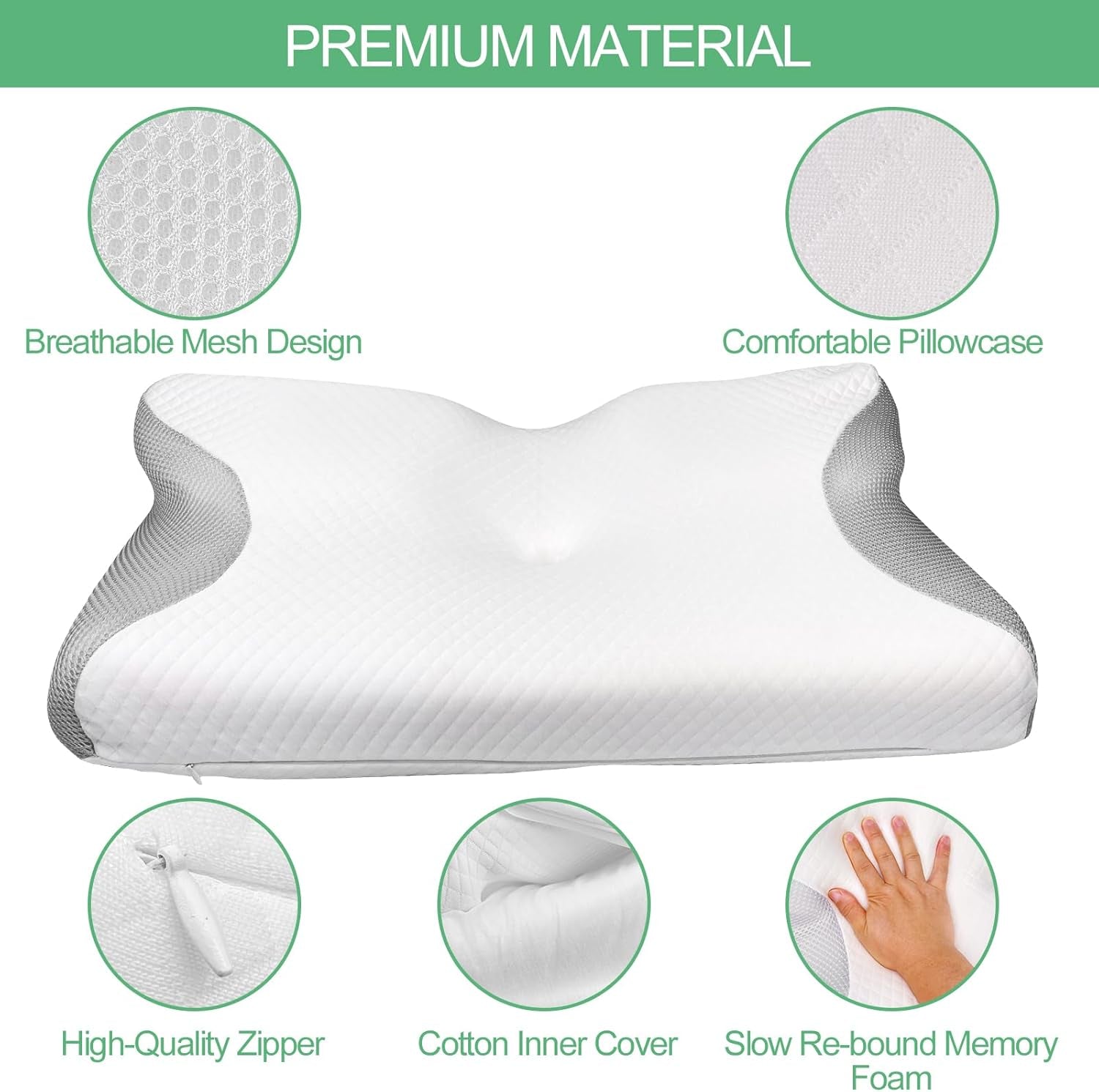Ortopedisk kudde, nackvärkskudde, memory foam kudde, ortopedisk nackkudde, ortopedisk sovkudde, ortopedisk nackstödskudde, antisnarkande kudde delar Cervikala ortopediska kuddar Naty Shop