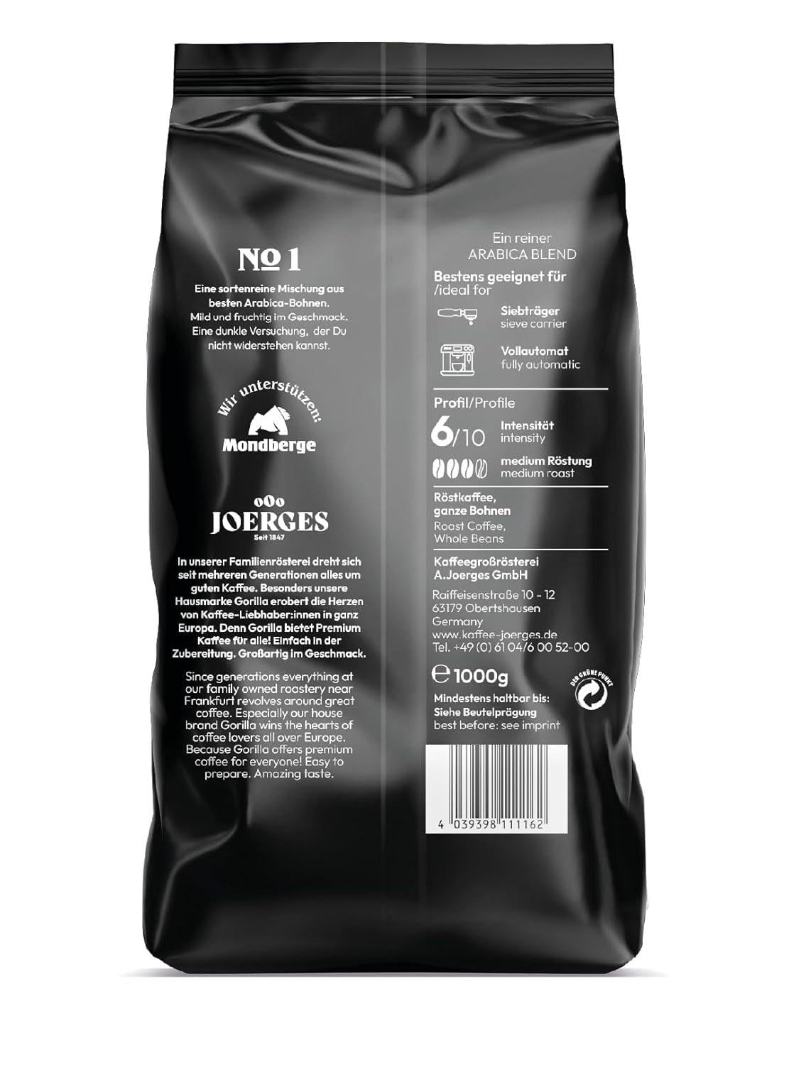 Joerges dark_roast, Espressokrädde nr 1,1 kg
