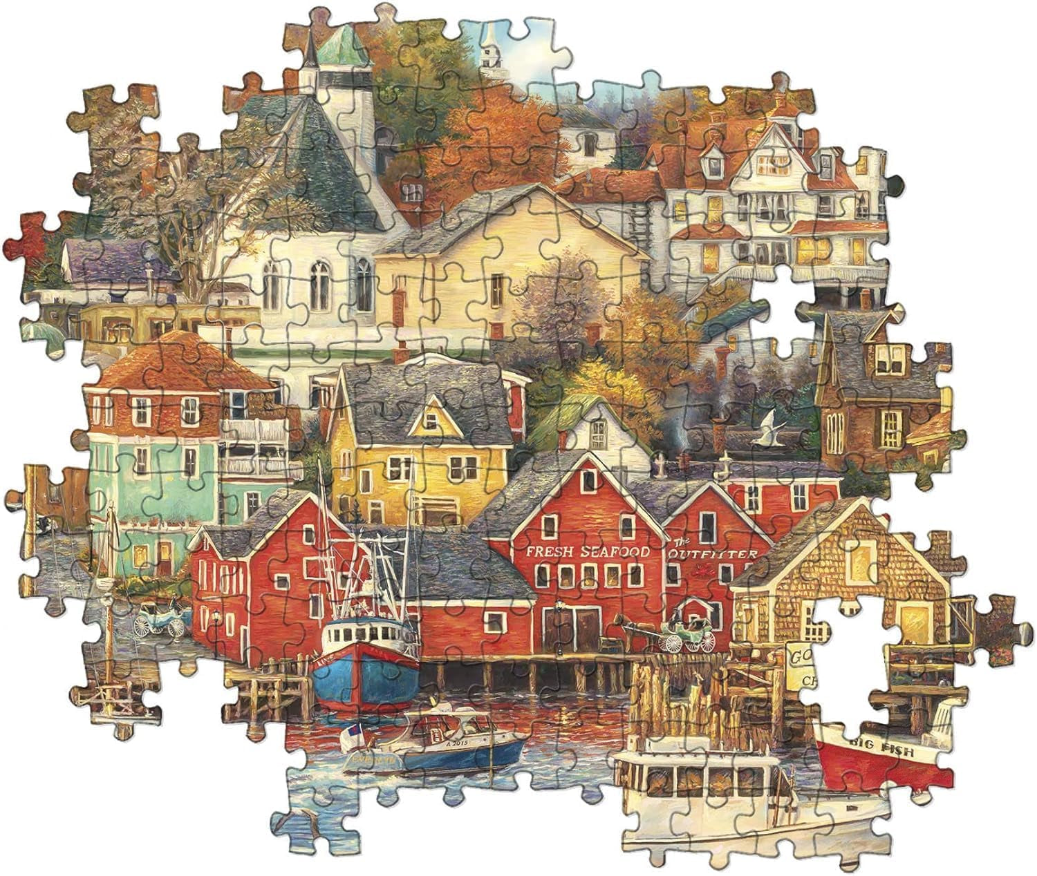 Clementoni - 31685 Collection Puzzle - Good Times Harbor - Pussel 1500 bitar från 14 år, vuxenpussel med gömda föremål, skicklighetsspel för hela familjen, medium Puzzle Naty Shop