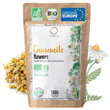 ORIGEENS Ekologiskt kamomillblommate från Europa, 100 g | Lösbladste, ekologiskt te för sömn och matsmältning | Tysk kamomill | Certifierad och förpackad i Tyskland