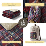 Night Lark Cozy Sherpa Fleecefilt, Klassisk Röd Tartan, 9 Tog, Lyxig, Fluffig, Tjock Och Vändbar, Perfekt För Soffa, Säng, Soffa, Soffa. Allergivänlig, maskintvättbar, Storlek: Night Lark Sängar och täcken
