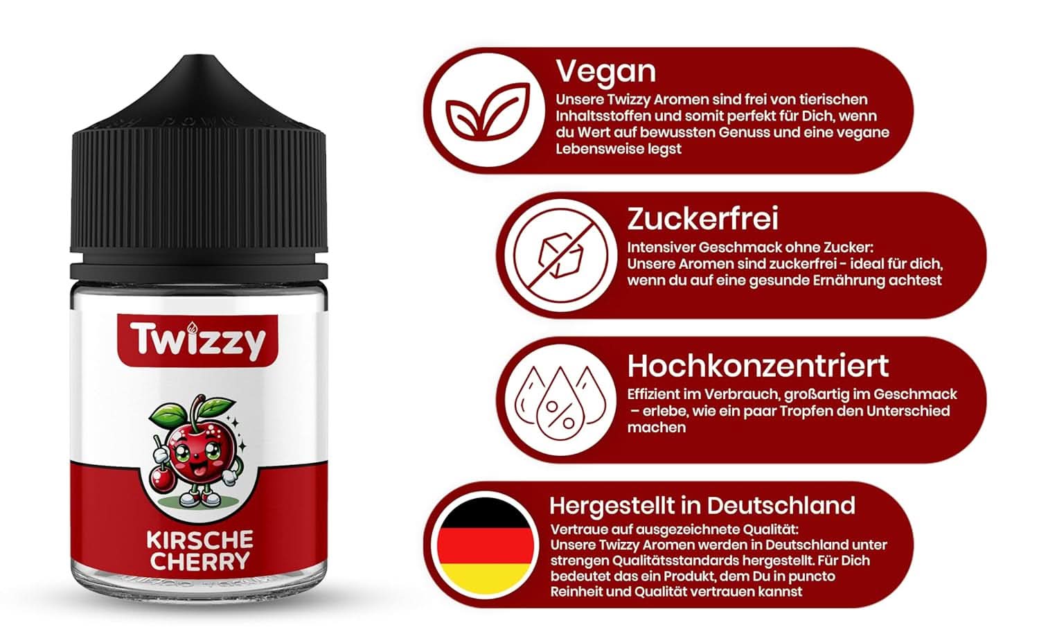 Twizzy Cherry matsmak - 60 ml - Intensiv smak - Idealisk för bakning Aromas Naty Shop