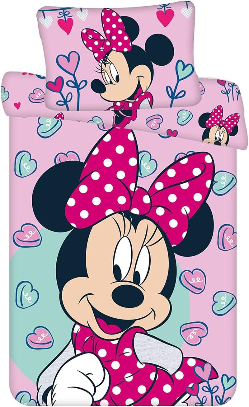 Disney Sängkläder, Minnie Mouse Pink Baby, 100 % bomull med dragkedja - Barn Naty Shop Standardtitel