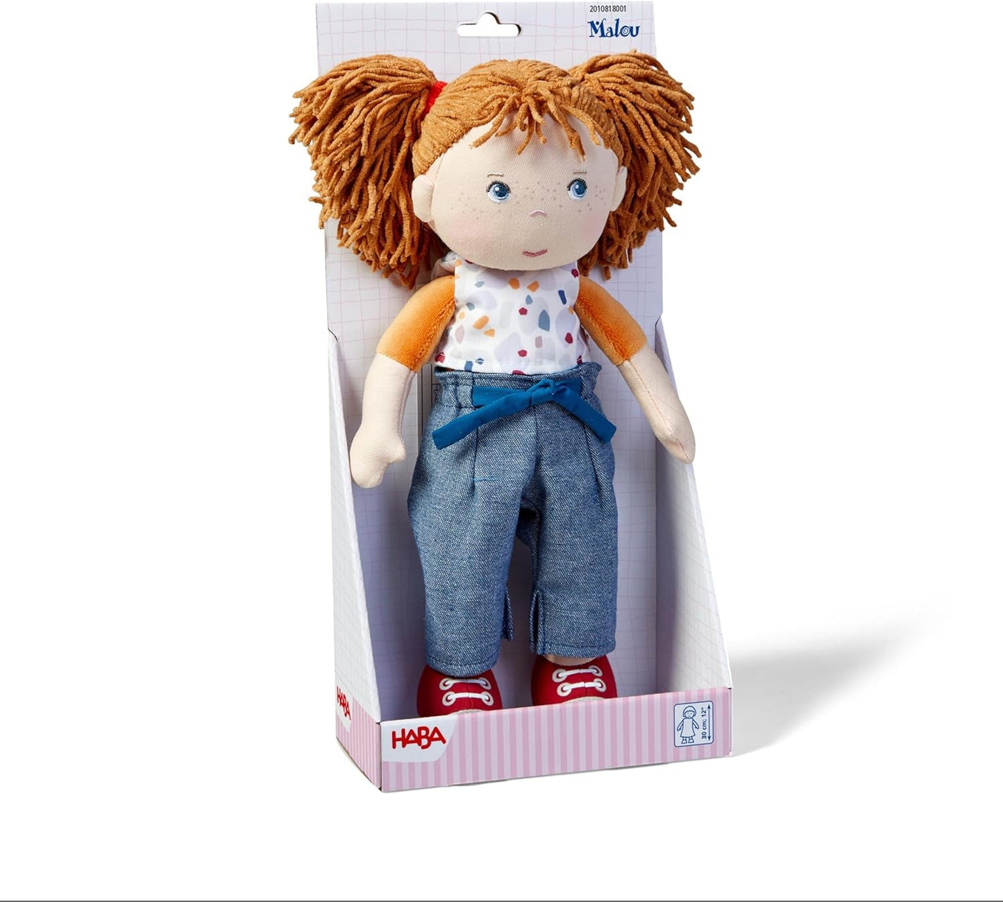 HABA Malou docka - 30 cm hög mjuk docka för att leka och kramas - Mjuka och tvättbara material - Idealiskt alternativ till plyschdockor - Lämplig för barn från 1,5 år - 2010818001