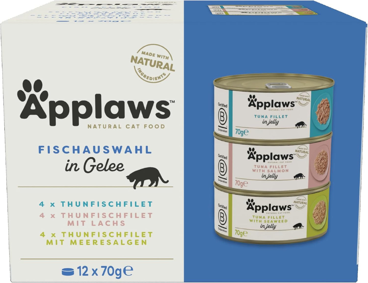 Applaws Natural Wet Cat Food Jelly Fish Selection (Förpackning med 12 x 70 g)