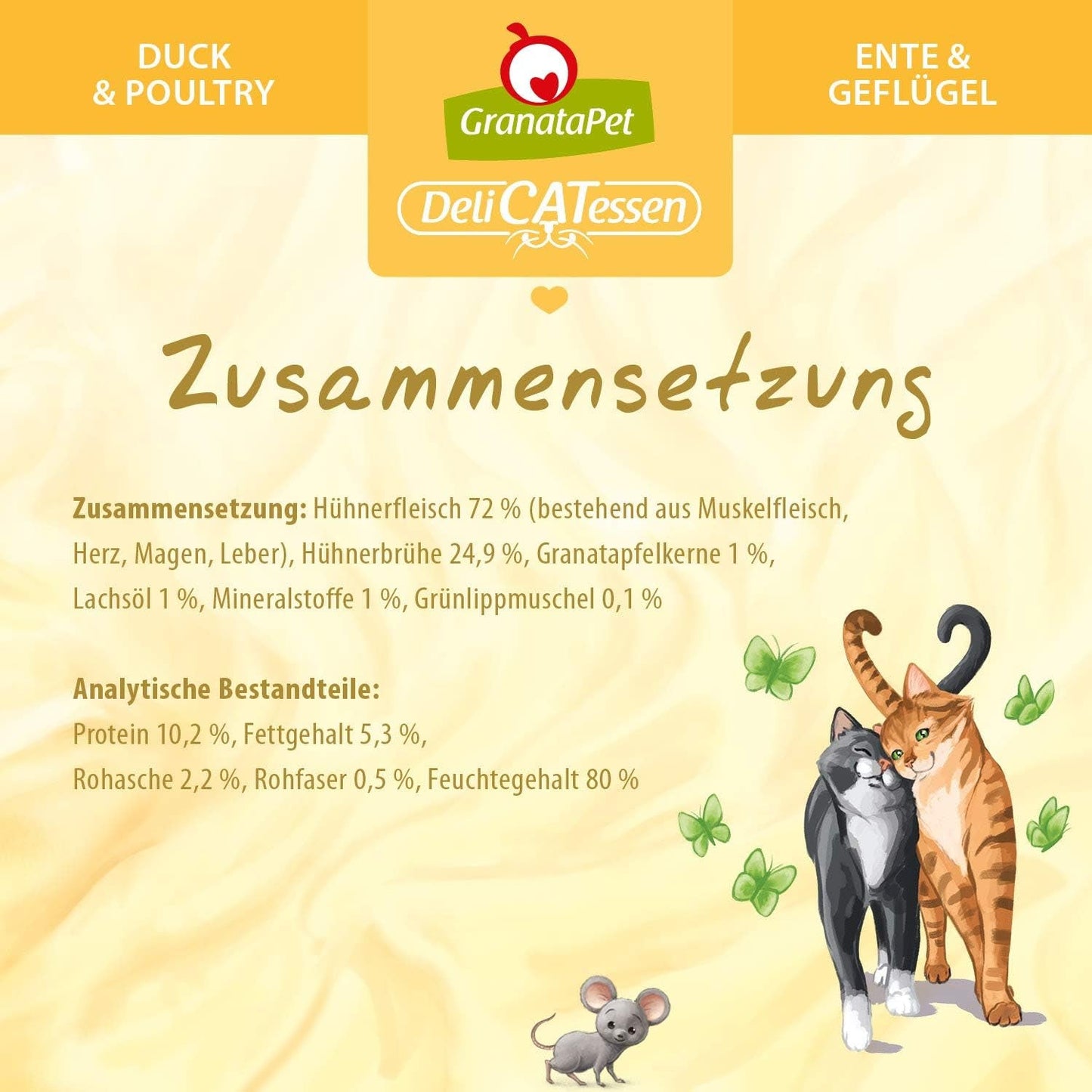 GranataPet DeliCatessen Chicken PUR, Nassfutter für Katzen, Futter ohne Getreide & ohne Zuckerzusätze, Katzenfutter mit hohem Fleischanteil & högkvalitativa oljor, 6 x 400 g