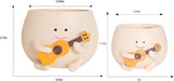Smileyansikte Blomkrukor Söt hartshuvud Pärlhalsband Blomkruka Unik gitarr Inomhus Utomhus Suckulent Blomkruka Presentidé till mamma