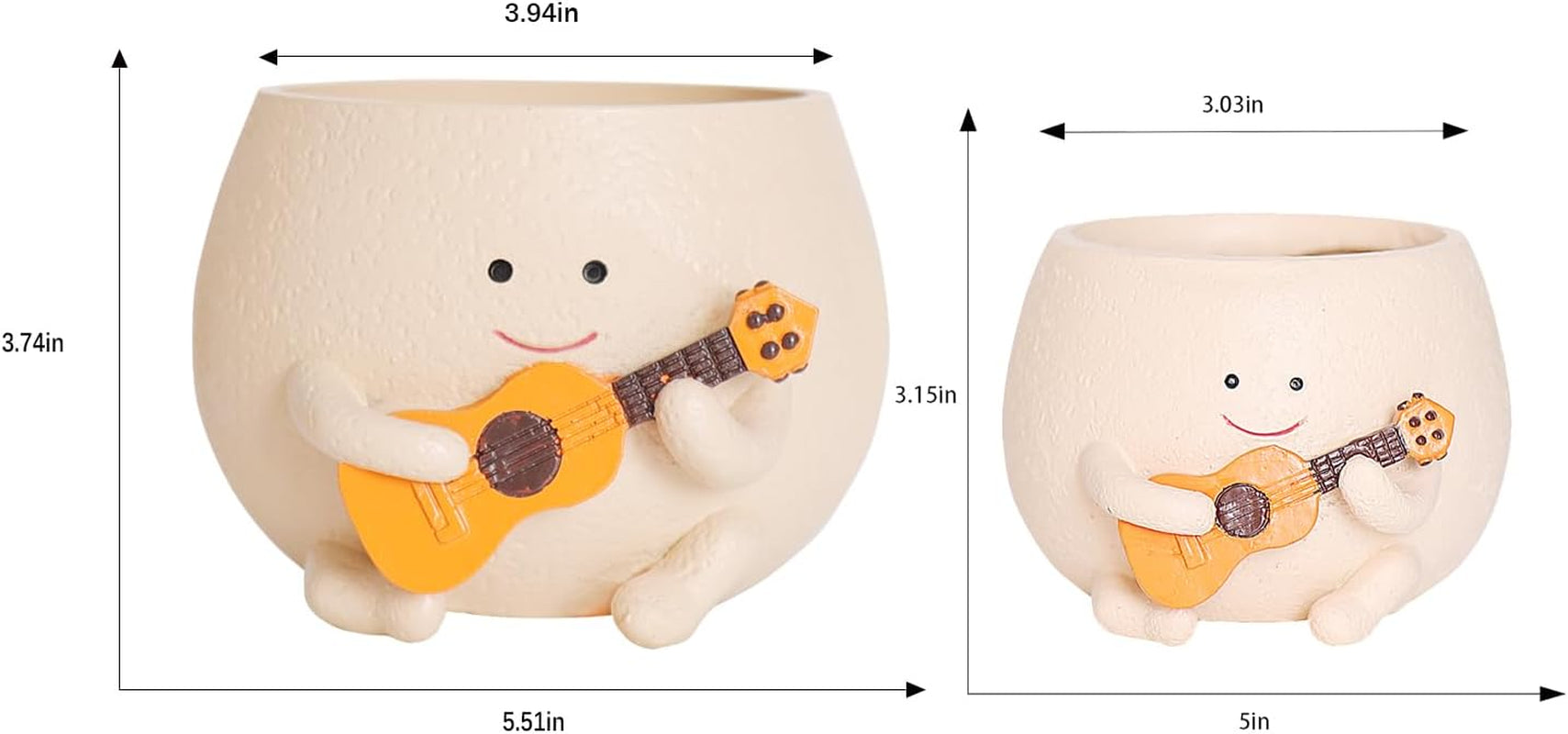 Smileyansikte Blomkrukor Söt hartshuvud Pärlhalsband Blomkruka Unik gitarr Inomhus Utomhus Suckulent Blomkruka Presentidé till mamma