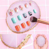 Harz Nail Art Palette,Maniküre Gemalt Palette,Goldener Rand Nagelleck Palette,Nagelkonst Make up Palett Display Fach Nagel DIY Zubehör(Weiß)