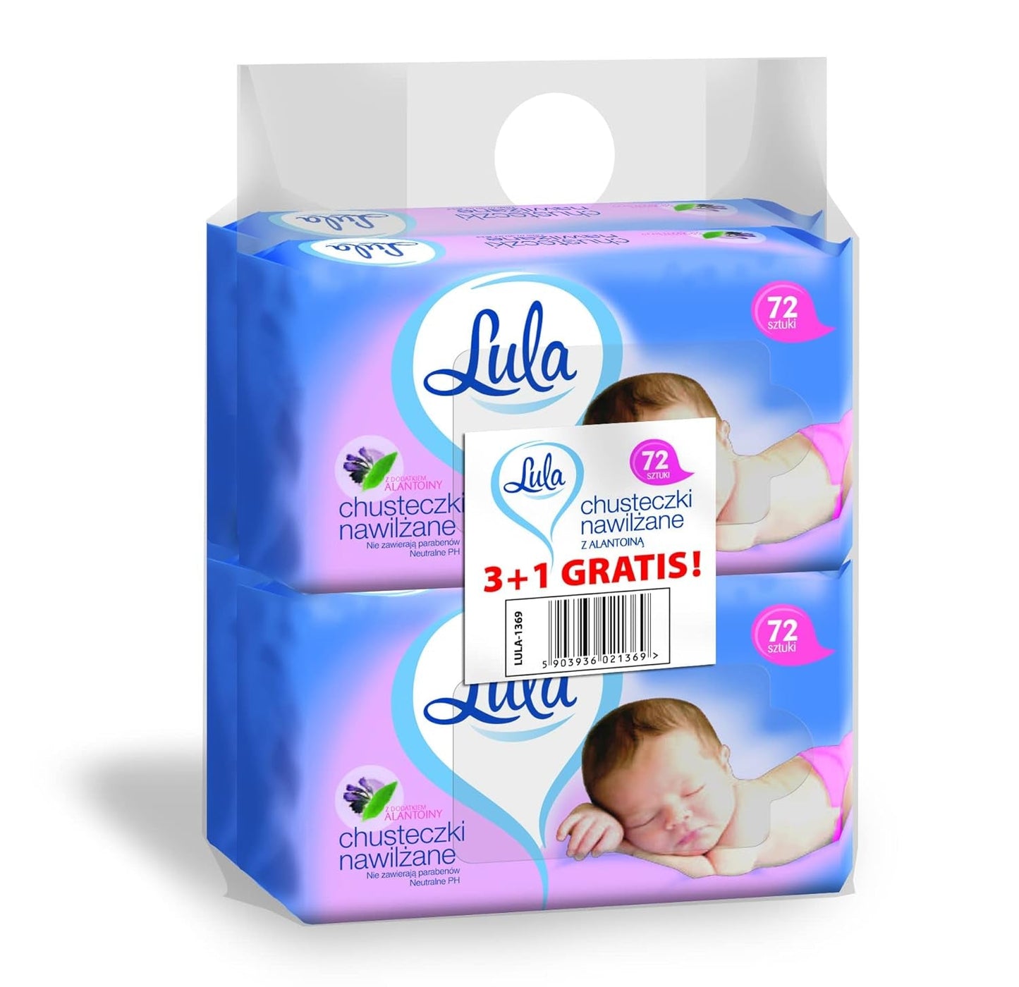 Babyservetter med ALANTOIN 72 st 3 st + 1 st gratis