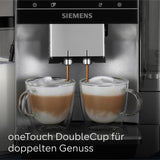 Siemens EQ700 helautomatisk espressomaskin, stor TFT-färgskärm, 36 varma och kalla drycker, kallbryggning, 2 kopparfunktion, appkontroll, automatiskt rengöringssystem, svart rostfritt stål, TQ717D03