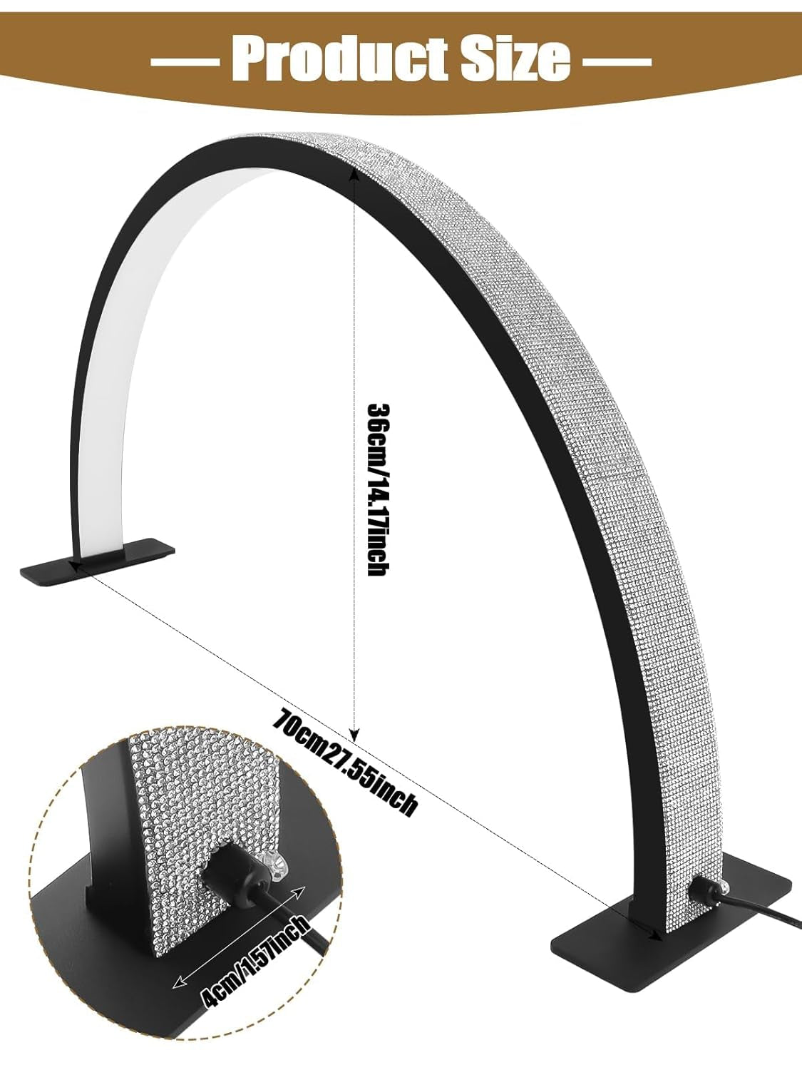 Kalolary Lampadaire, Lash Lumière Pour Extensions De Cils Regglable À 360°, 3000K-6000K Demi-Lune Lamp, Lamp De Beauté (Halvmånelampa)