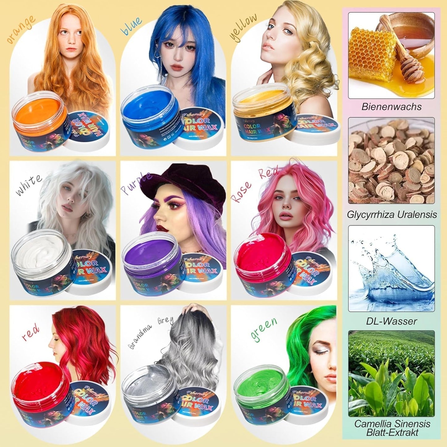 Temporary Green Hair Dye - Hårfärgsvax, hårton för män kvinnor, naturligt hårpomada, Color Clip Hårfärgningsvax för Crazy Party Hårfärg (4,23 oz, Grön) Naty Shop Hårfärgning