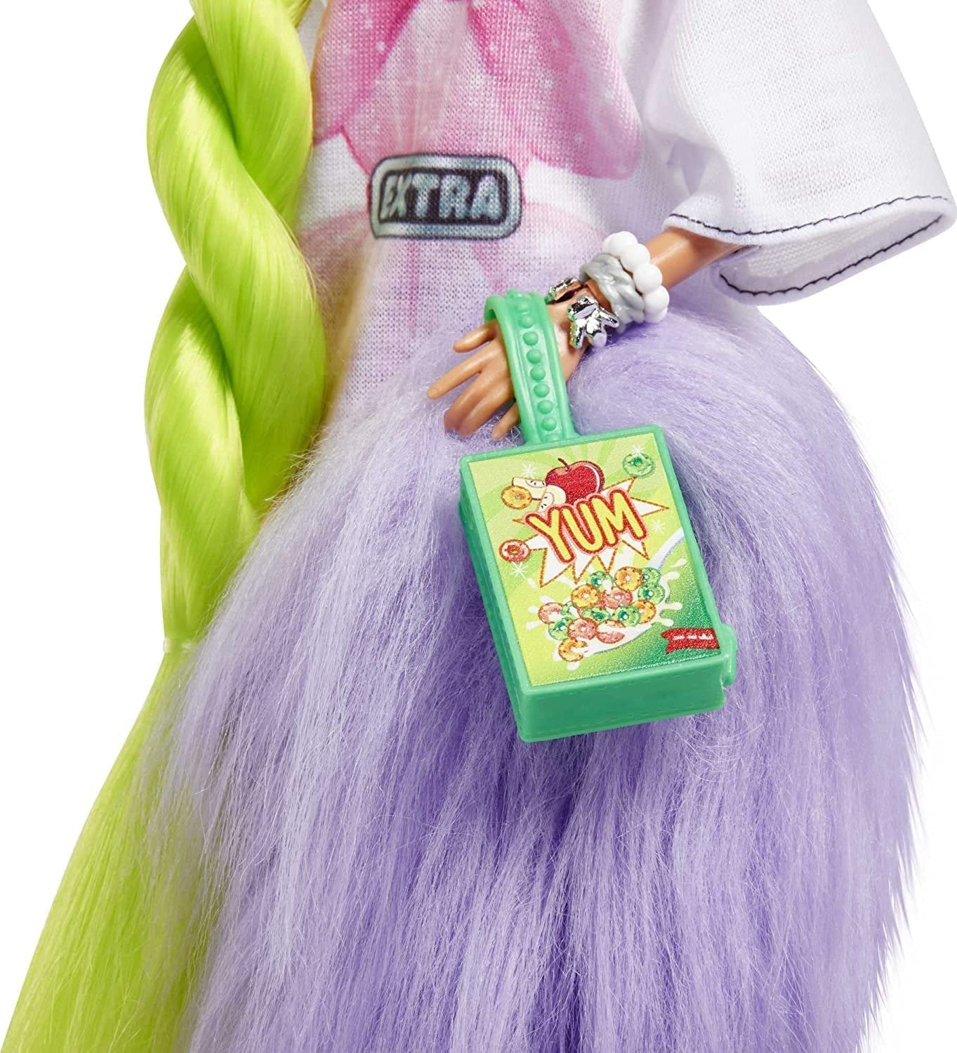 Barbie HDJ44 - Extra #11 docka i överdimensionerad T-shirt och leggings med papegoja, extra långt neongrönt hår och tillbehör, flexibla leder, presentleksak för åldrarna 3+ Naty Shop Dolls