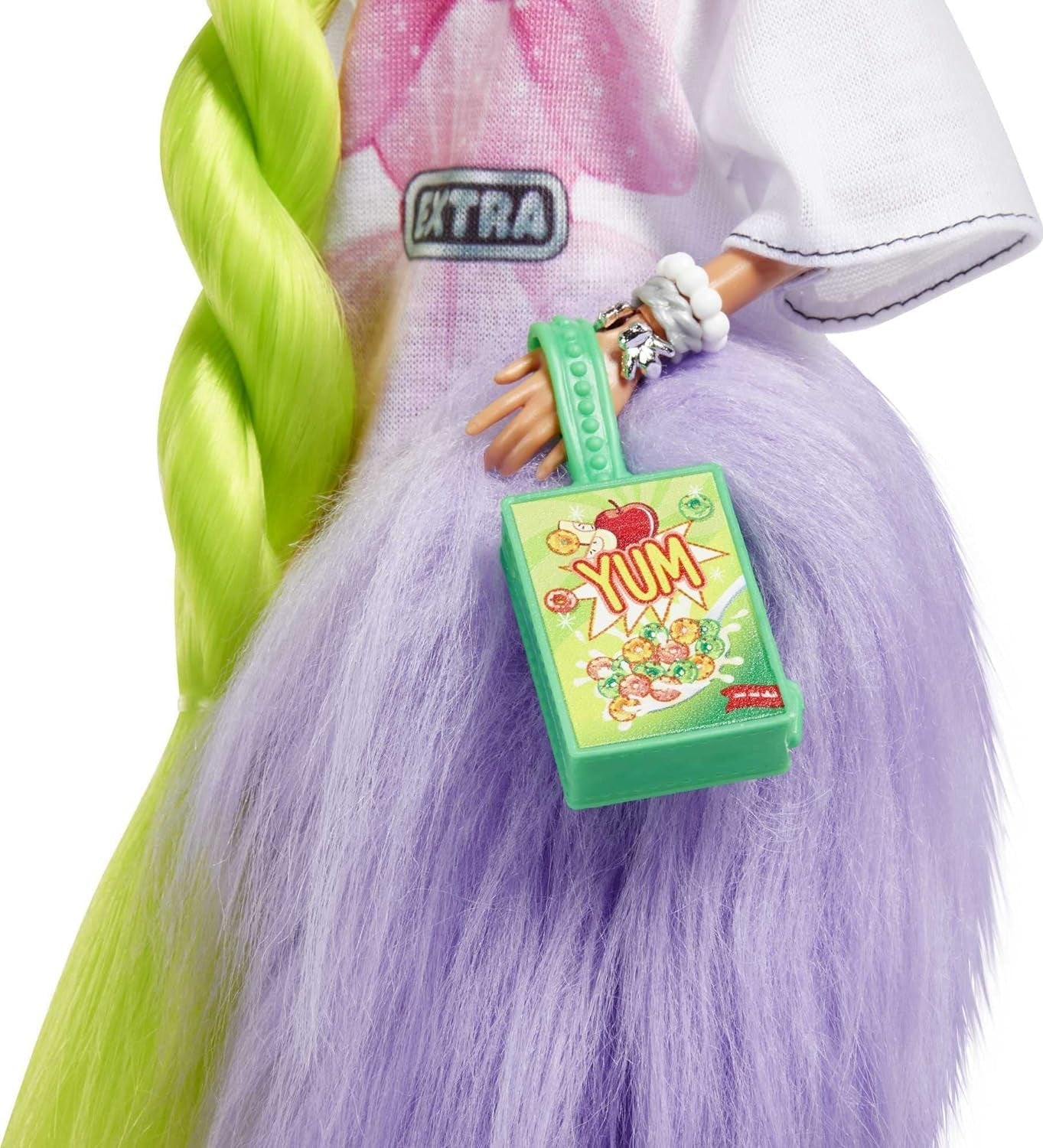 Barbie HDJ44 - Extra Puppe #11 i övergrön T-shirt & Leggings med Haustier Papagei, extra långa neongröna Haar & Tillbehör, Flexible Gelenke, Spielzeug Geschenk für Kinder ab 3 Jahren