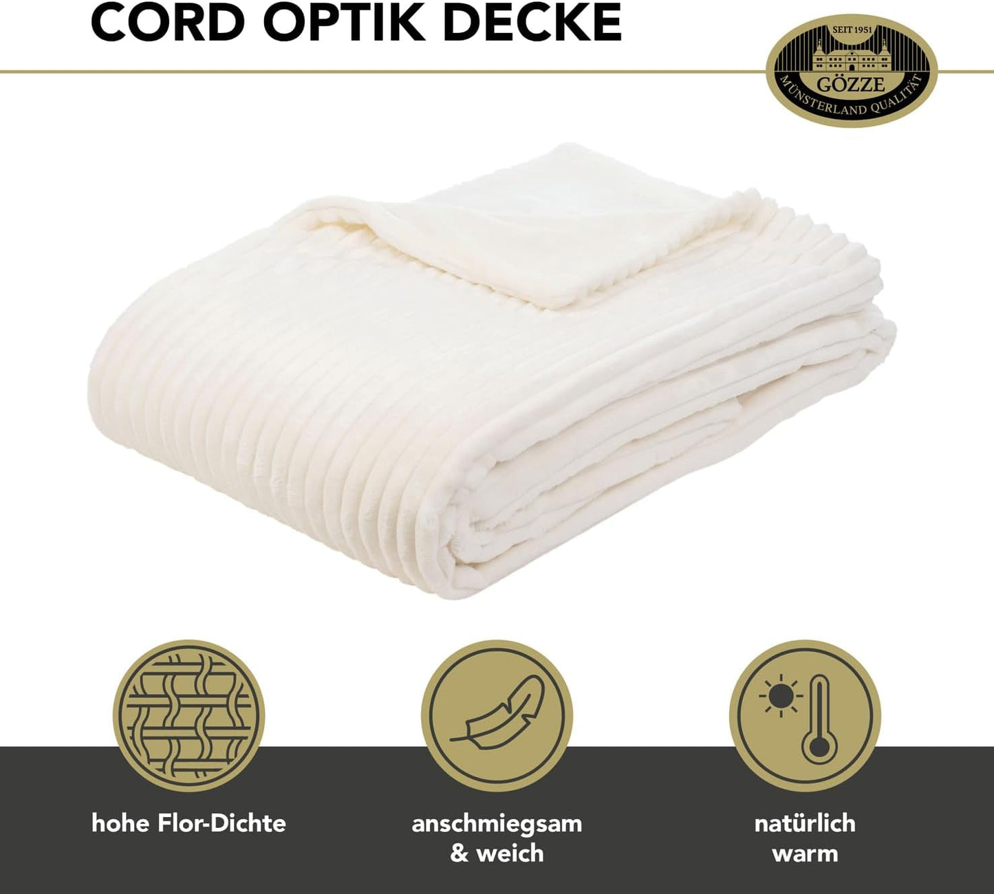 Gözze vardagsrumsmatta i sammetslook, 150 X 200 cm, vit ull, 40067-00-150200 Sängar och filtar Besuche den Gözze-Store
