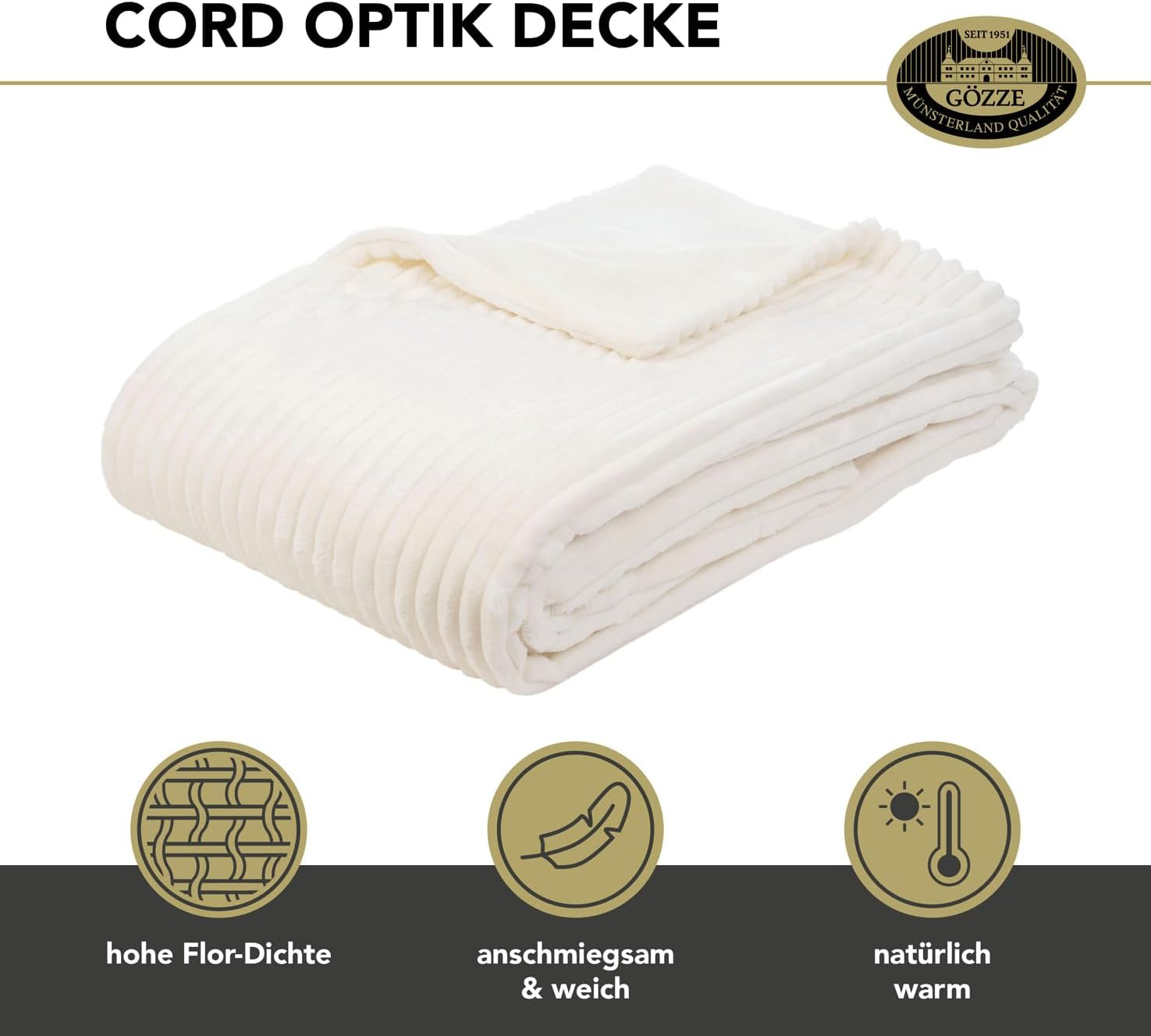 Gözze vardagsrumsmatta i sammetslook, 150 X 200 cm, vit ull, 40067-00-150200 Sängar och filtar Besuche den Gözze-Store