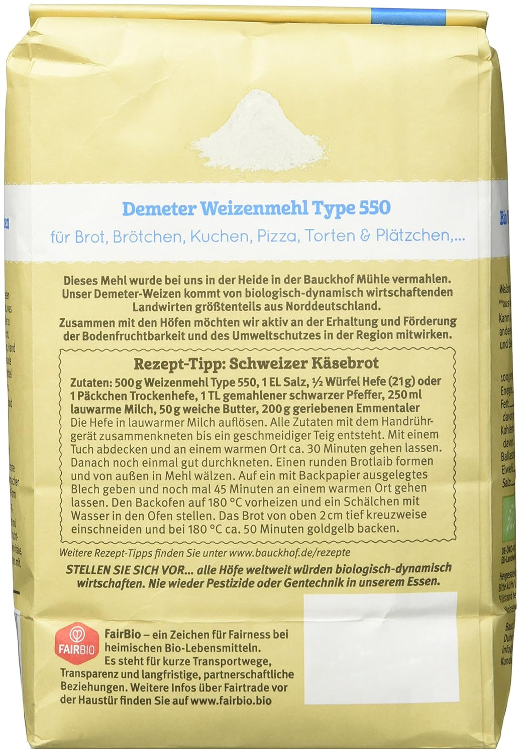 Vetemjöl Hof typ 550 Demeter, 1 kg