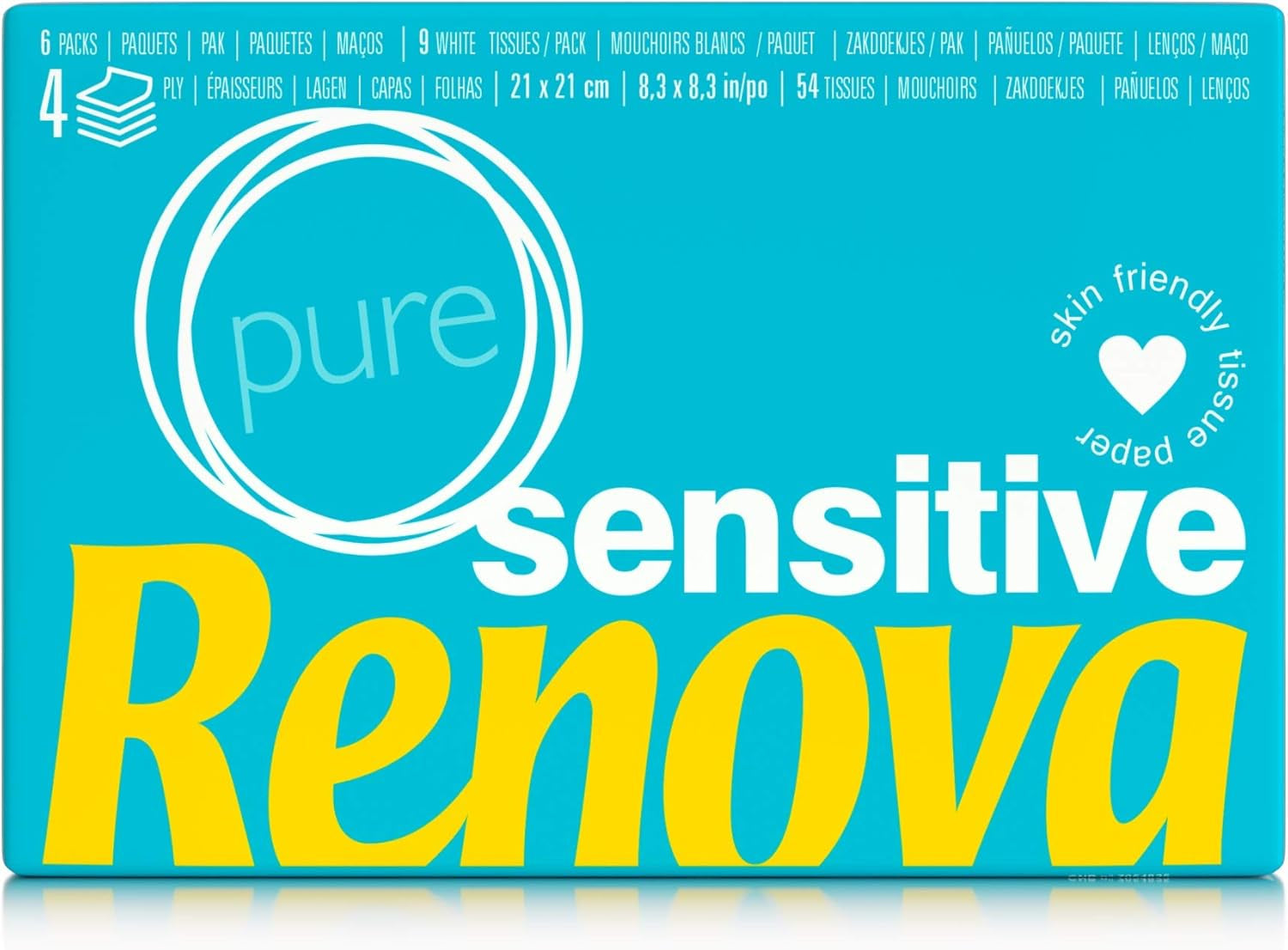 Renova Näsdukar Sensitive Pure - 6 förpackningar vita servetter
