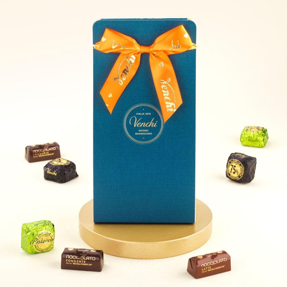 Venchi – Murrine Collection – Presentask med diverse Chocoviar-praliner och chokladtabletter, 403 g – Med PGI Piemonte skogshasselnötter – Presentidé – Glutenfri