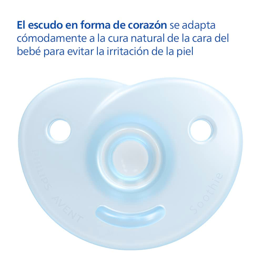 Philips AVENT Soothie - BPA-fri napp för bebisar i åldern 0-6 månader, blå/ljusblå (modell SCF099/21)